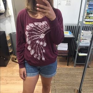 American Apparel Maroon Native Headdress Top